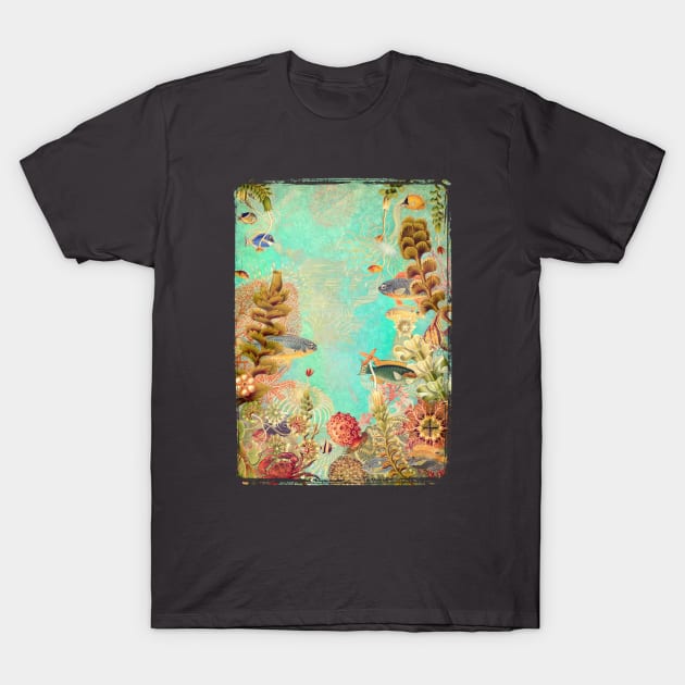 Tropical Caribbean Blue Collage T-Shirt by 3vaN